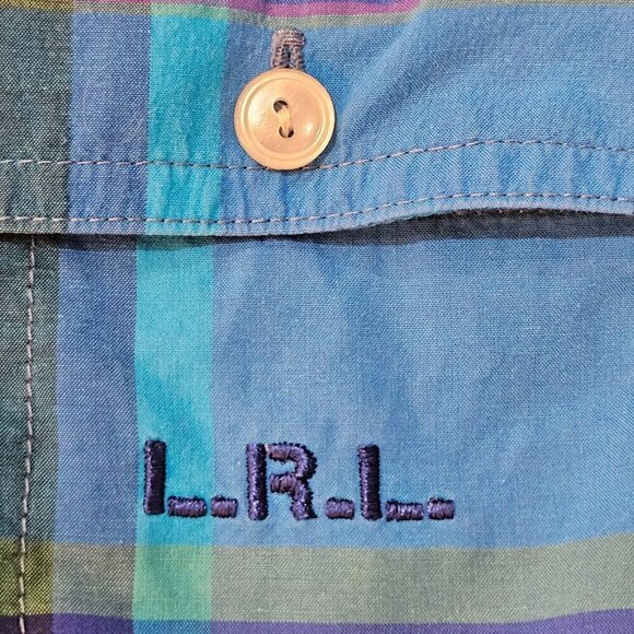 Lauren Ralph Lauren Medium Button-Down L/S Shirt Blue Purple Plaid Classic - Picture 6 of 10